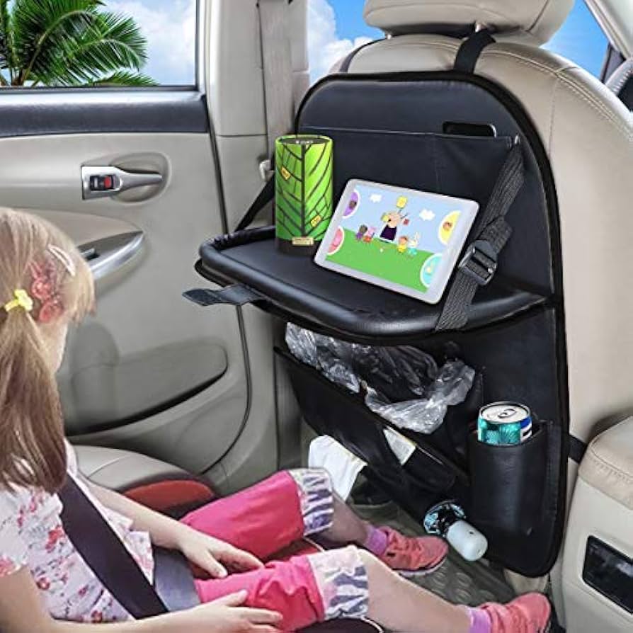 CAR SEATBACK ORGANIZER WITH FOLDABLE TABLE TRAY