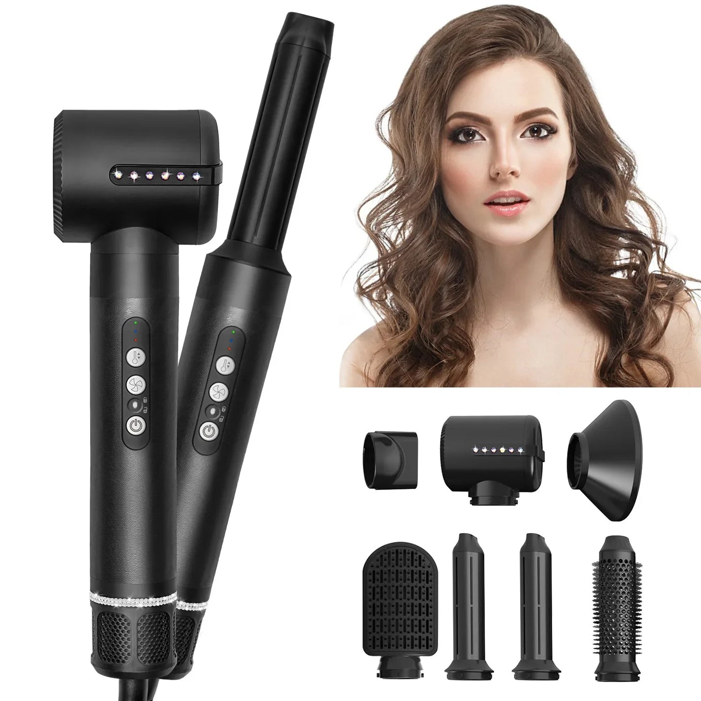 7 In 1 Professional Curling Iron Hair Straightener Styling Tool Wrap for Styler Air Culer Brush Blow